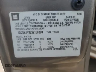 2003 Chevrolet Silverado 1500 LS with VIN 1GCEK14V23Z186300, listed as a Copart auction lot 65551504 with 271,566 mi miles and Salvage Title. Bid and sale history available at DreamBid. Image 15.