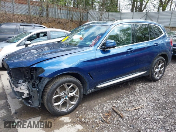 2020 BMW X3 xDrive30i z VIN 5UXTY5C0XL9D50400, wystawiony jako IAAI lot #42197545 z przebiegiem 46 467 mil mil oraz . Historia ofert i sprzedaży dostępna na DreamBid. Obrazek 2.