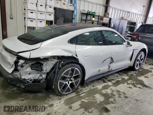 2025 Porsche Taycan with VIN WP0AA2Y12SSA08315, listed as a Copart auction lot 56624715 with 6,910 mi miles and Salvage title. Bid and sale history available at DreamBid. Image 3.