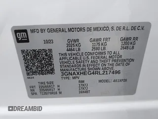 2024 Chevrolet Equinox LS z VIN 3GNAXHEG4RL217496, wystawiony jako IAAI lot #41932850 z przebiegiem 26 583 mil mil oraz . Historia ofert i sprzedaży dostępna na DreamBid. Obrazek 9.