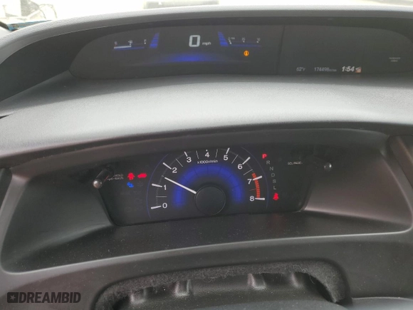 2014 Honda Civic Coupe LX with VIN 2HGFG3B54EH511862, listed as a Copart auction lot 53186585 with 174,498 mi miles and Salvage Title. Bid and sale history available at carsss.com. Image 9.