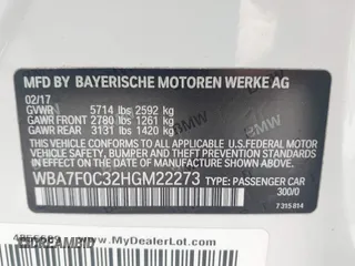 2017 BMW 7 Series 750i with VIN WBA7F0C32HGM22273, listed as a IAAI auction lot 41857151 with 90,518 mi miles and . Bid and sale history available at carsss.com. Image 9.
