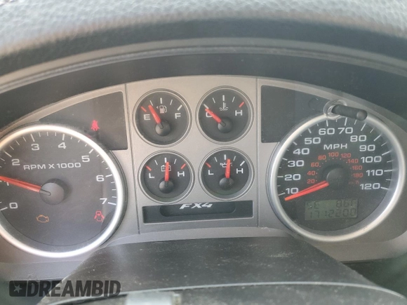 2008 Ford F-150 XLT with VIN 1FTPW14558FA98461, listed as a Copart auction lot 55632555 with 171,220 mi miles and Salvage title. Bid and sale history available at DreamBid. Image 9.