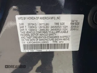 2019 Acura MDX Technology with VIN 5J8YD4H5XKL029023, listed as a IAAI auction lot 42108214 with 73,535 mi miles and . Bid and sale history available at DreamBid. Image 9.