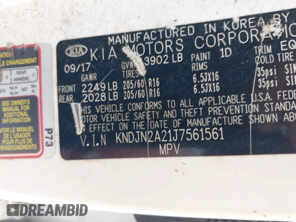 2018 Kia Soul with VIN KNDJN2A21J7561561, listed as a IAAI auction lot 42217257 with 41,911 mi miles and . Bid and sale history available at DreamBid. Image 9.