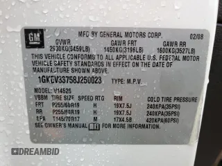 2008 GMC Acadia SLT2 with VIN 1GKEV33758J250023, listed as a Copart auction lot 51662915 with 231,475 mi miles and Non Repairable. Bid and sale history available at DreamBid. Image 13.