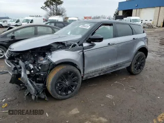 2025 Land Rover Range Rover Evoque Dynamic SE with VIN SALZL2FX9SH265589, listed as a Copart auction lot 46866035 with 7,254 mi miles and Salvage Title. Bid and sale history available at carsss.com. Image 1.