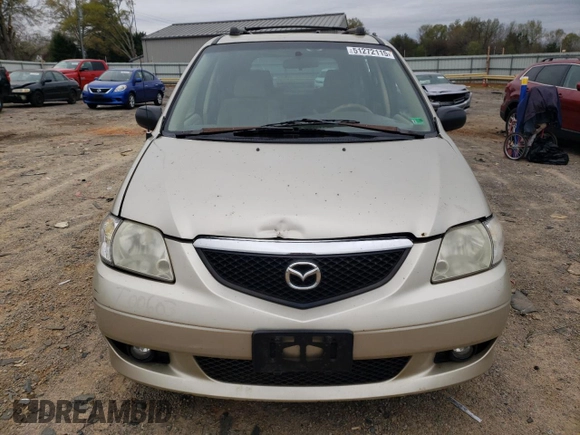 2002 Mazda MPV LX with VIN JM3LW28J120310009, listed as a Copart auction lot 51272115 with 98,847 mi miles and Salvage title. Bid and sale history available at DreamBid. Image 5.