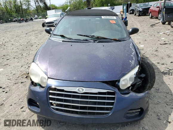 2005 Chrysler Sebring with VIN 1C3EL45R25N638552, listed as a Copart auction lot 53833645 with 160,009 mi miles and Salvage title. Bid and sale history available at DreamBid. Image 5.