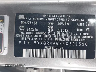 2014 Kia Optima SX Turbo with VIN 5XXGR4A63EG291596, listed as a IAAI auction lot 41385491 with 265,017 mi miles and . Bid and sale history available at DreamBid. Image 9.