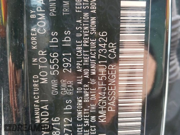 2017 Genesis G80 Ultimate z VIN KMHGN4JF5HU173426, wystawiony jako Copart lot #85953654 z przebiegiem 125 389 mil mil oraz Szkoda całkowita • Salvage title. Historia ofert i sprzedaży dostępna na DreamBid. Obrazek 13.