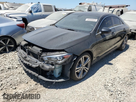 2020 Mercedes-Benz CLA 250 with VIN WDD5J4GB2LN033158, listed as a Copart auction lot 59300053 with 55,667 mi miles and . Bid and sale history available at DreamBid. Image 1.