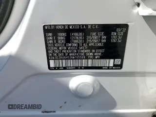 2022 Honda HR-V EX with VIN 3CZRU6H53NM765569, listed as a Copart auction lot 53507074 with 52,180 mi miles and Salvage Title. Bid and sale history available at carsss.com. Image 14.