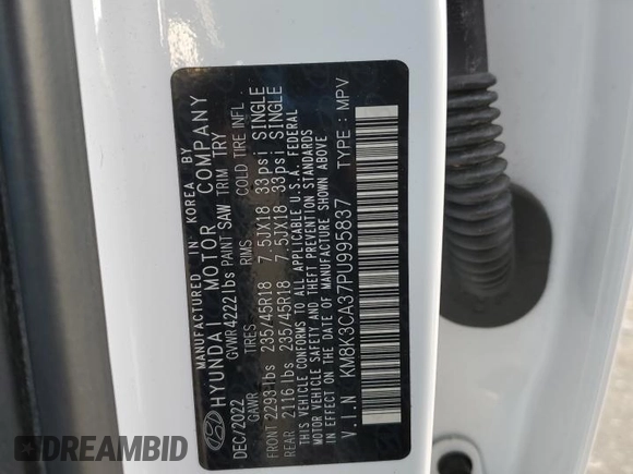 2023 Hyundai Kona N Line with VIN KM8K3CA37PU995837, listed as a Copart auction lot 85757014 with 4,275 mi miles and Salvage Title. Bid and sale history available at carsss.com. Image 14.