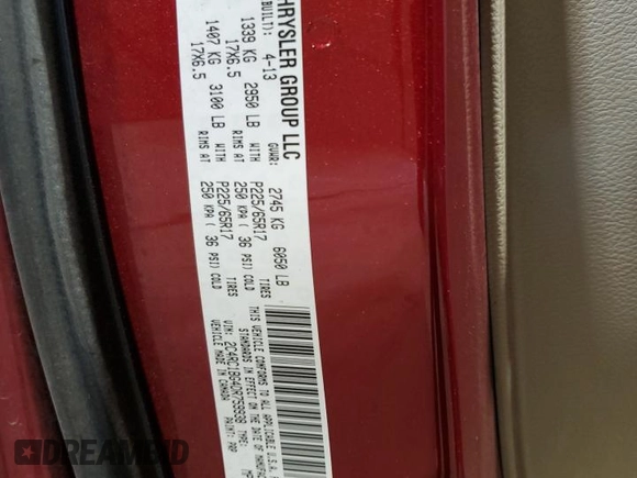 2013 Chrysler Town & Country Touring z VIN 2C4RC1BG4DR759938, wystawiony jako Copart lot #54775225 z przebiegiem 168 023 mil mil oraz Szkoda całkowita • Salvage title. Historia ofert i sprzedaży dostępna na DreamBid. Obrazek 14.