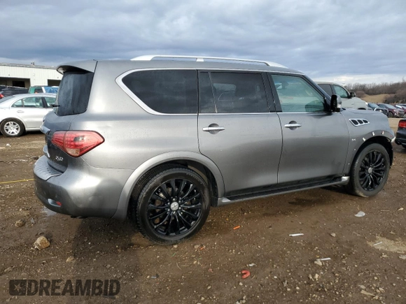 2016 Infiniti QX80 with VIN JN8AZ2NE6G9124049, listed as a Copart auction lot 50209445 with 142,449 mi miles and Salvage Title. Bid and sale history available at carsss.com. Image 3.