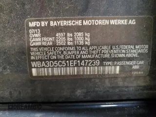 2014 BMW 3 Series 328d xDrive with VIN WBA3D5C51EF147239, listed as a Copart auction lot 50335085 with 103,591 mi miles and Salvage Title. Bid and sale history available at carsss.com. Image 13.