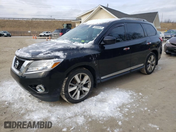 2014 Nissan Pathfinder S with VIN 5N1AR2MM4EC654679, listed as a Copart auction lot 45000635 with 134,569 mi miles and Salvage title. Bid and sale history available at DreamBid. Image 1.