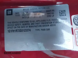 2016 Chevrolet Camaro 2SS with VIN 1G1FH1R72G0123374, listed as a IAAI auction lot 41218442 with Not provided miles and . Bid and sale history available at DreamBid. Image 9.