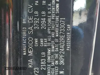 2024 Kia Forte LXS with VIN 3KPF24AD2RE733071, listed as a Copart auction lot 42955135 with 12,134 mi miles and Salvage Title. Bid and sale history available at carsss.com. Image 12.