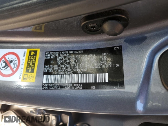 2012 Lexus RX 450h with VIN JTJZB1BA4C2408052, listed as a Copart auction lot 47407135 with 136,084 mi miles and Salvage title. Bid and sale history available at DreamBid. Image 13.
