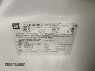 2017 GMC Terrain SLT z VIN 2GKFLUE31H6260426, wystawiony jako IAAI lot #42233364 z przebiegiem 133 711 mil mil oraz . Historia ofert i sprzedaży dostępna na DreamBid. Obrazek 9.