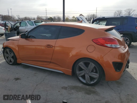 2013 Hyundai Veloster Turbo w/Black Int with VIN KMHTC6AE2DU173885, listed as a Copart auction lot 76492614 with 63,176 mi miles and Salvage Title. Bid and sale history available at carsss.com. Image 2.