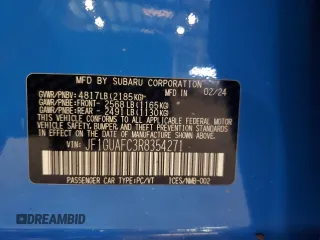 2024 Subaru Impreza Sport with VIN JF1GUAFC3R8354271, listed as a Copart auction lot 70185014 with 11,044 mi miles and Non Repairable. Bid and sale history available at carsss.com. Image 12.