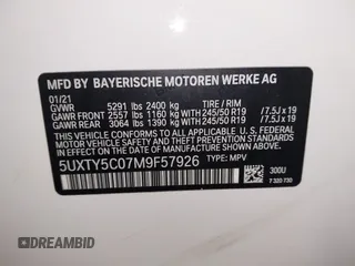 2021 BMW X3 xDrive30i with VIN 5UXTY5C07M9F57926, listed as a IAAI auction lot 41741950 with 76,278 mi miles and . Bid and sale history available at DreamBid. Image 9.