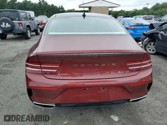 2023 Genesis G80 Sport with VIN KMTGB4SD1PU191609, listed as a Copart auction lot 66351654 with 19,622 mi miles and Salvage Title. Bid and sale history available at DreamBid. Image 6.