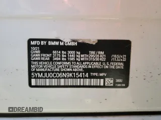 2022 BMW X5 M with VIN 5YMJU0C06N9K15414, listed as a Copart auction lot 46120325 with 0 mi miles and Salvage Title. Bid and sale history available at carsss.com. Image 15.
