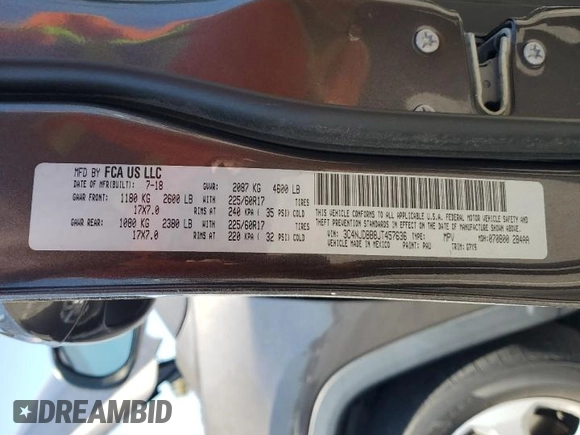 2018 Jeep Compass Latitude with VIN 3C4NJDBB8JT457636, listed as a Copart auction lot 57524885 with 111,062 mi miles and Salvage title. Bid and sale history available at DreamBid. Image 14.