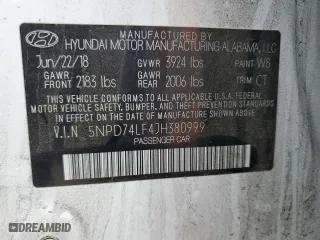 2018 Hyundai Elantra SE with VIN 5NPD74LF4JH380999, listed as a Copart auction lot 53142735 with 113,157 mi miles and Salvage Title. Bid and sale history available at carsss.com. Image 12.