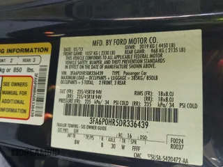 2013 Ford Fusion SE with VIN 3FA6P0HR5DR336439, listed as a IAAI auction lot 42065146 with 146,026 mi miles. Bid and sale history available at carsss.com. Image 9.