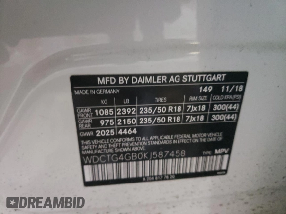 2019 Mercedes-Benz GLA 250 z VIN WDCTG4GB0KJ587458, wystawiony jako Copart lot #46737835 z przebiegiem 63 431 mil mil oraz Szkoda całkowita • Salvage title. Historia ofert i sprzedaży dostępna na DreamBid. Obrazek 13.