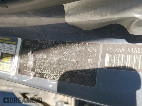 2014 Kia Forte EX with VIN KNAFX4A81E5047546, listed as a Copart auction lot 89078535 with 184,664 mi miles and Salvage Title. Bid and sale history available at carsss.com. Image 14.