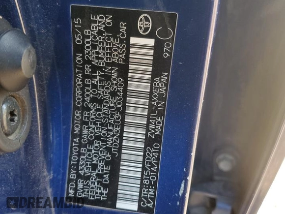 2015 Toyota Prius Two z VIN JTDZN3EU3FJ034409, wystawiony jako Copart lot #47860705 z przebiegiem 187 224 mil mil oraz Szkoda całkowita • Salvage title. Historia ofert i sprzedaży dostępna na DreamBid. Obrazek 15.