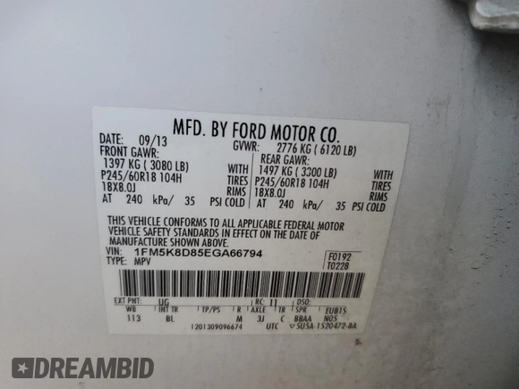 2014 Ford Explorer XLT z VIN 1FM5K8D85EGA66794, wystawiony jako Copart lot #74710054 z przebiegiem 159 236 mil mil oraz Tytuł czysty. Historia ofert i sprzedaży dostępna na DreamBid. Obrazek 13.