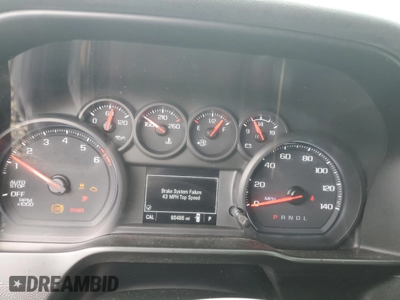 2020 Chevrolet Silverado 1500 Custom with VIN 3GCPWBEK5LG366278, listed as a Copart auction lot 83646074 with 90,466 mi miles and Salvage Title. Bid and sale history available at carsss.com. Image 9.