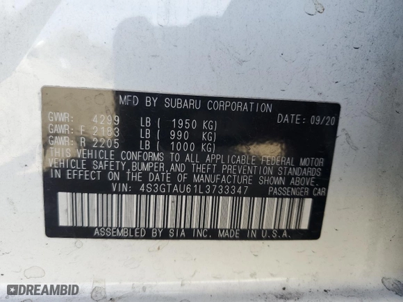 2020 Subaru Impreza Limited with VIN 4S3GTAU61L3733347, listed as a Copart auction lot 47240225 with 84,776 mi miles and Salvage Title. Bid and sale history available at carsss.com. Image 14.