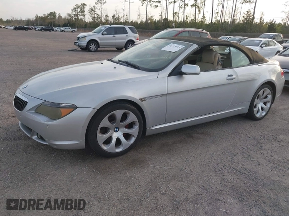 2004 BMW 6 Series 645Ci with VIN WBAEK73444B320856, listed as a IAAI auction lot 41718919 with 185,052 mi miles. Bid and sale history available at carsss.com. Image 2.