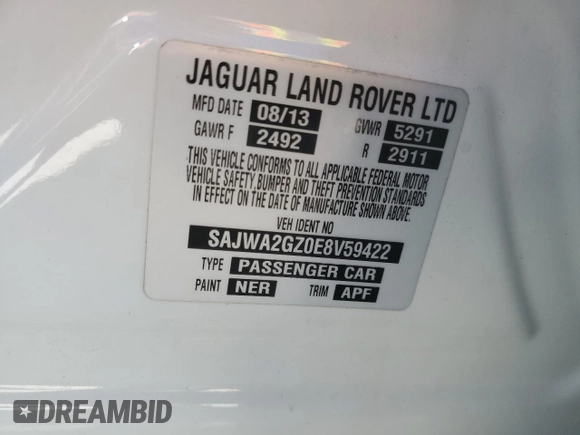 2014 Jaguar XJ Portfolio z VIN SAJWA2GZ0E8V59422, wystawiony jako Copart lot #74213414 z przebiegiem 96 314 mil mil oraz Nie do naprawy • Non repairable. Historia ofert i sprzedaży dostępna na DreamBid. Obrazek 13.