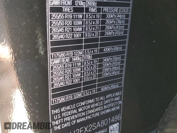 2025 Land Rover Range Rover Velar S with VIN SALYJ2EX2SA801486, listed as a Copart auction lot 74294304 with 55 mi miles and Salvage title. Bid and sale history available at DreamBid. Image 13.