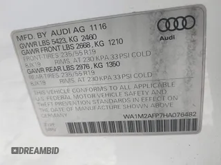 2017 Audi Q5 Premium Plus z VIN WA1M2AFP7HA076482, wystawiony jako IAAI lot #40941937 z przebiegiem 122 531 mil mil oraz . Historia ofert i sprzedaży dostępna na DreamBid. Obrazek 9.