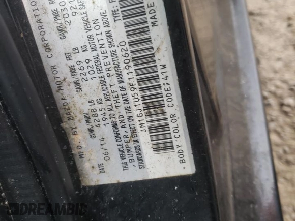 2015 Mazda 6 i Sport with VIN JM1GJ1U59F1190620, listed as a Copart auction lot 85242854 with 112,969 mi miles and Salvage Title. Bid and sale history available at DreamBid. Image 12.