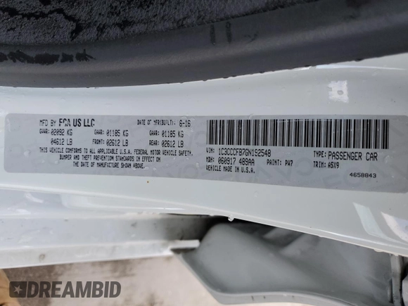 2016 Chrysler 200 Touring z VIN 1C3CCCFB7GN192548, wystawiony jako Copart lot #86601554 z przebiegiem 114 912 mil mil oraz Szkoda całkowita • Salvage title. Historia ofert i sprzedaży dostępna na DreamBid. Obrazek 12.