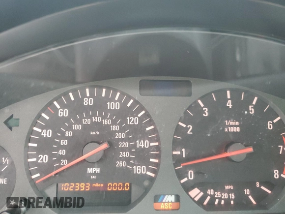 1999 BMW 3 Series M3 with VIN WBSBK0339XEC40665, listed as a Copart auction lot 52347435 with 102,393 mi miles and Salvage Title. Bid and sale history available at carsss.com. Image 9.