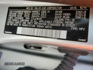 2015 Volvo XC60 T5 Drive-E Premier with VIN YV440MDK9F2689342, listed as a Copart auction lot 50346505 with 90,072 mi miles and Salvage title. Bid and sale history available at DreamBid. Image 13.