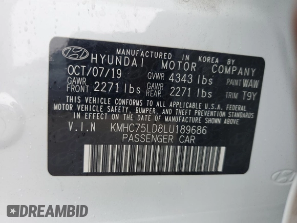 2020 Hyundai Ioniq SEL with VIN KMHC75LD8LU189686, listed as a Copart auction lot 53716935 with 21,641 mi miles and Salvage Title. Bid and sale history available at DreamBid. Image 14.
