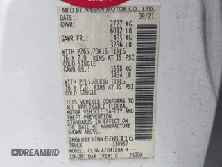 2022 Nissan Frontier S z VIN 1N6ED1EJ7NN608316, wystawiony jako IAAI lot #42047047 z przebiegiem 33 896 mil mil oraz . Historia ofert i sprzedaży dostępna na DreamBid. Obrazek 9.
